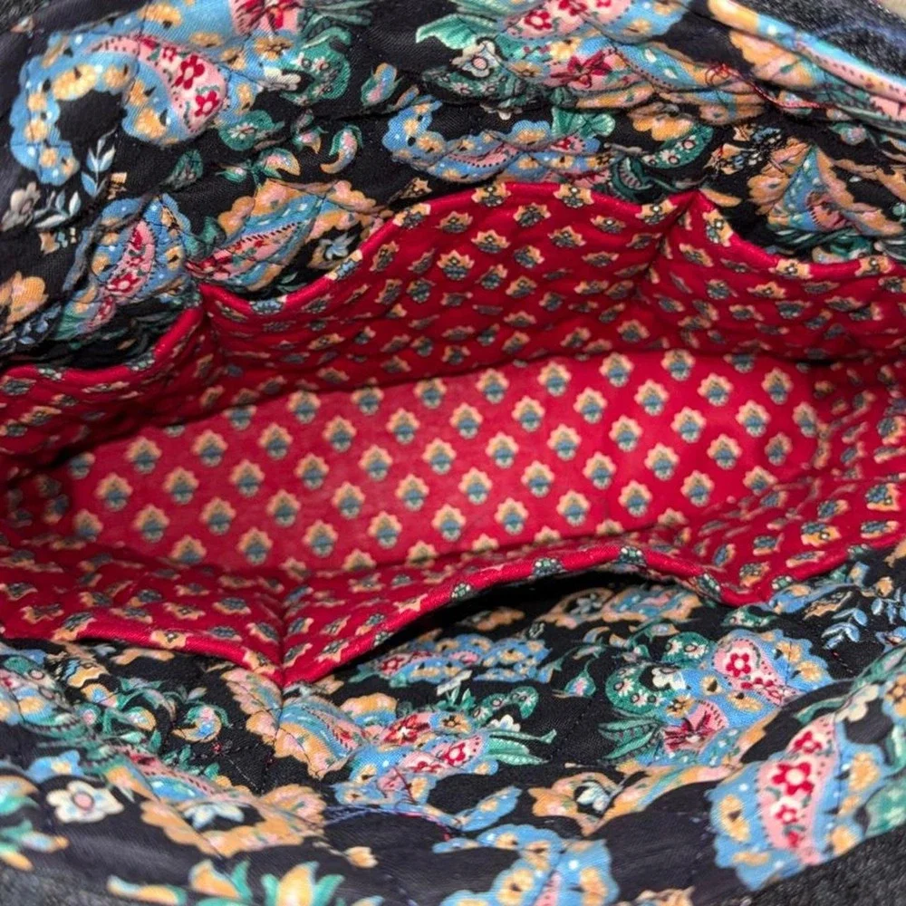 Vintage Quilted Cotton Shoulder Tote Bag Red Navy Paisley Floral Boho Y2K